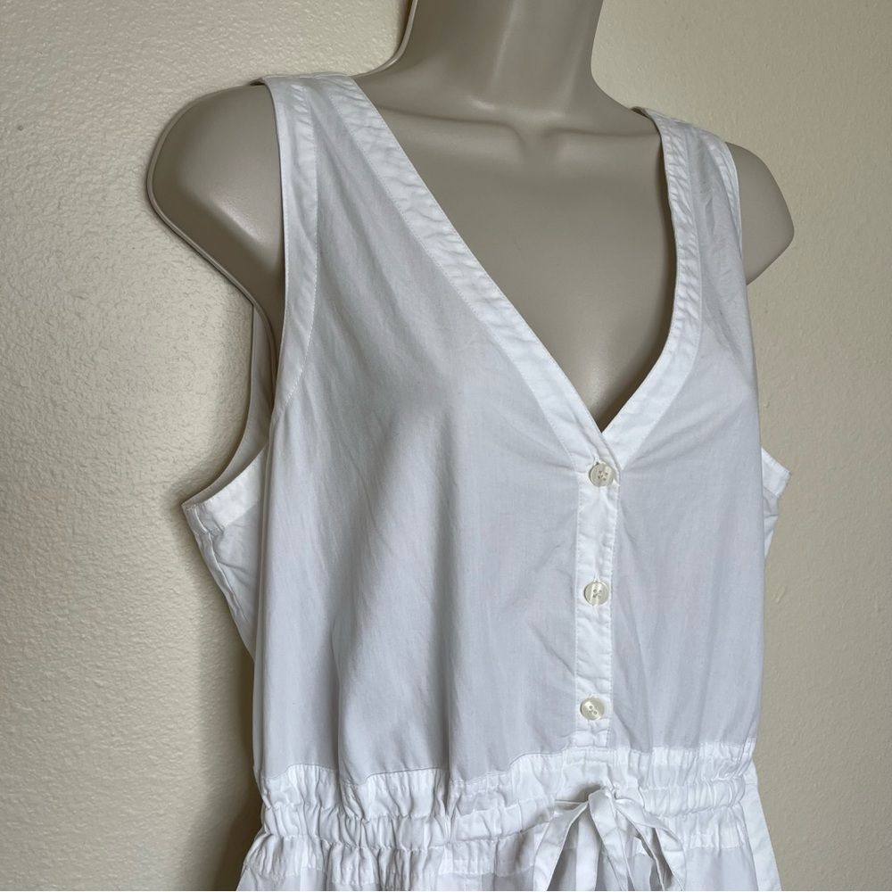 Gap Sleeveless White Midi Dress Elastic Drawstring Waist Patch Pockets Women Med - Picture 3 of 12